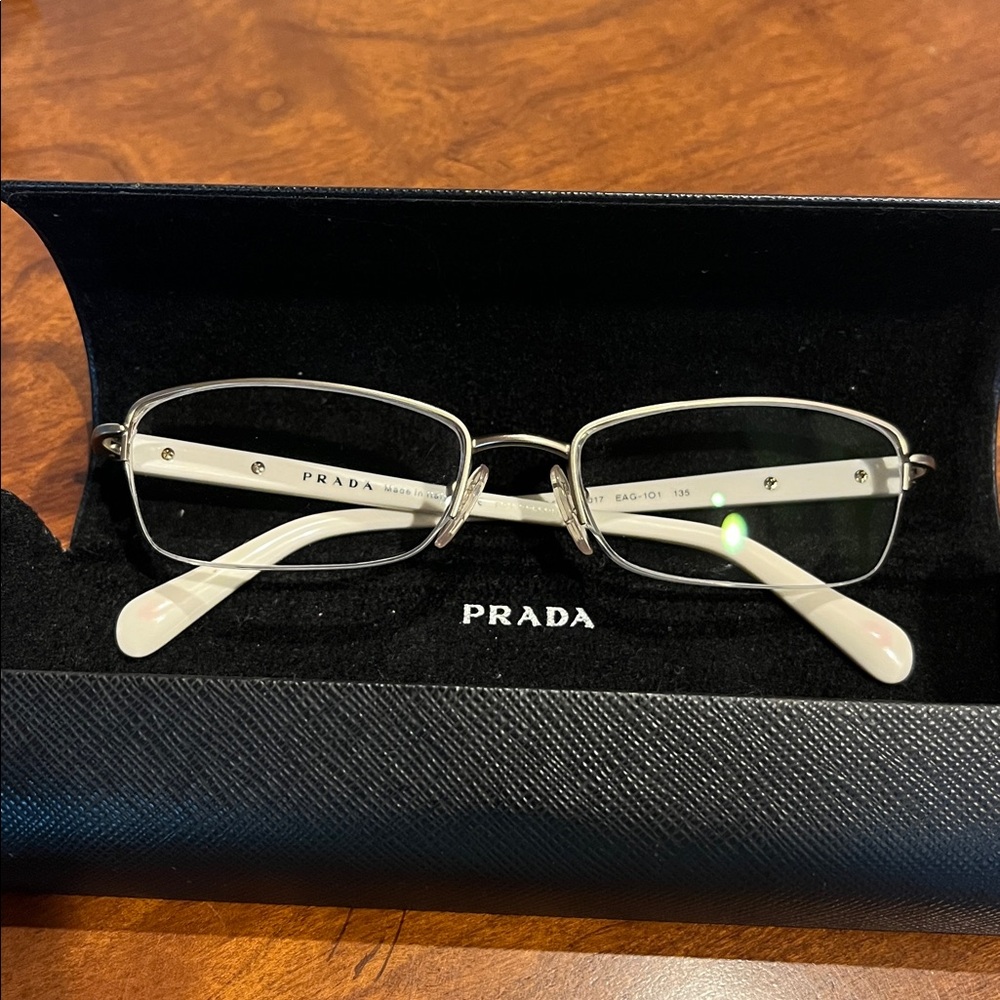 Prada Women's Rectangular Silver Gunmetal Frame E… - image 3